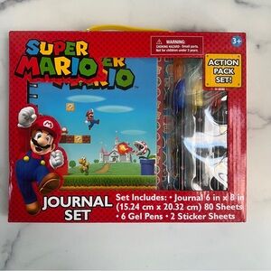 NEW Super Mario Journal Set with Gel Pens and Sticker Sheets